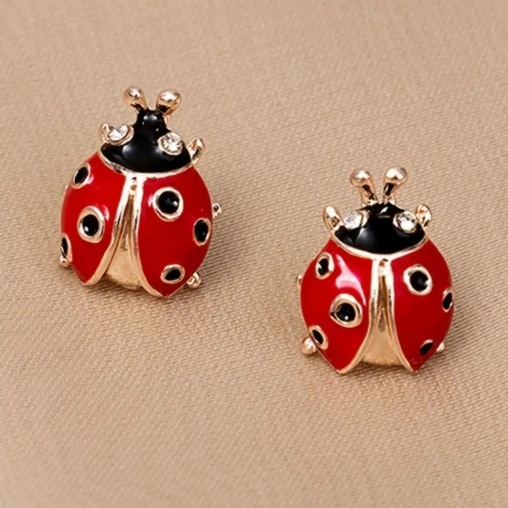 NEW! Ladybug Stud Earrings - Good Luck Charm for Women